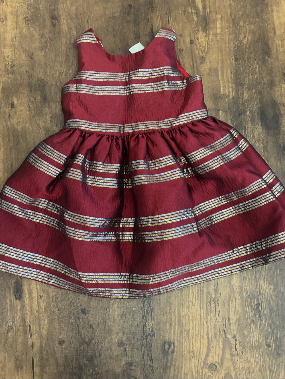 OshKosh 12M Burgundy Metallic Striped Holiday Dress
